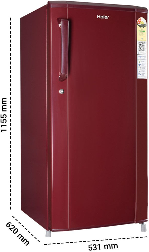 Haier 185 L Direct Cool Single Door 2 Star Refrigerator - Red Steel, HED-192RS-P