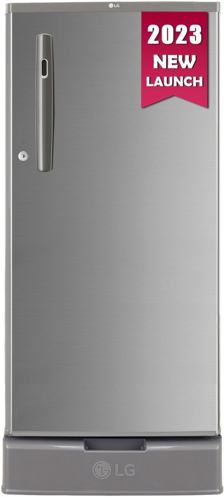 LG 185 L Direct Cool Single Door 3 Star Refrigerator with Base Drawer  with Fast Ice Making - Shiny Steel, GL-D199OPZD