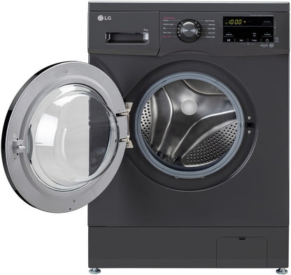 LG 8 kg Fully Automatic Front Load Washing Machine with In-built Heater Black, Grey - FHM1408BDM