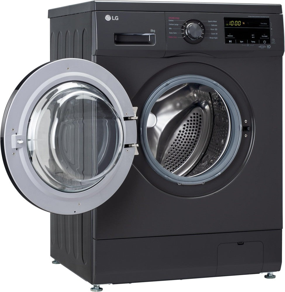 LG 8 kg Fully Automatic Front Load Washing Machine with In-built Heater Black, Grey - FHM1408BDM