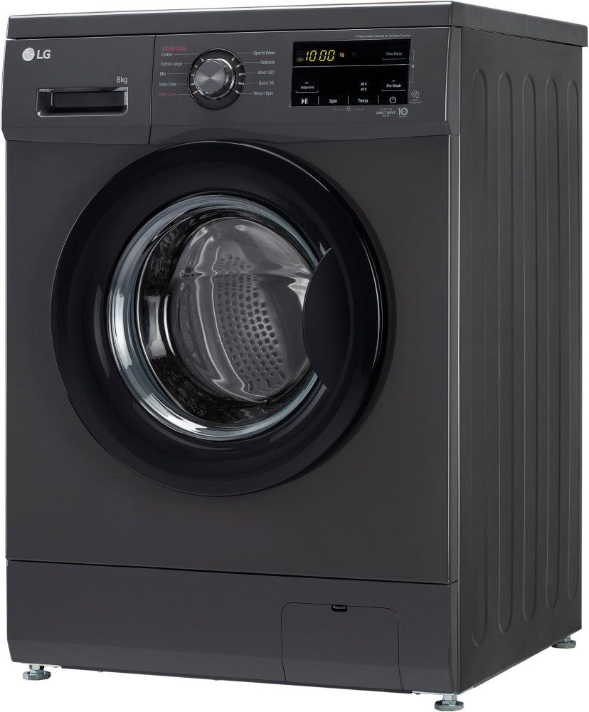 LG 8 kg Fully Automatic Front Load Washing Machine with In-built Heater Black, Grey - FHM1408BDM