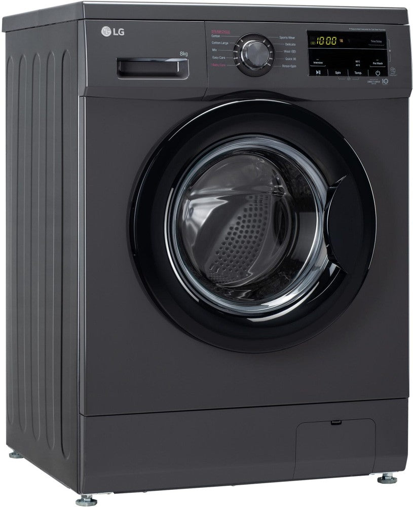 LG 8 kg Fully Automatic Front Load Washing Machine with In-built Heater Black, Grey - FHM1408BDM