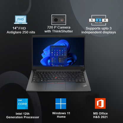 Lenovo ThinkPad E14 Core i3 12th Gen - (8GB/512GB SSD/Windows 11 Home) TP E14 Gen 4 पतला और हल्का लैपटॉप - 14 इंच, काला, 1.59 Kg, MS Office के साथ