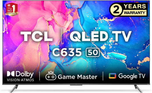 TCL 126 cm (50 inch) QLED Ultra HD (4K) Smart Google TV - 50C635