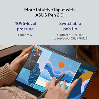 Asus Zenbook 14 Flip OLED (2023) Intel EVO P-Series Core i7 13th Gen - (16GB/512GB SSD/Windows 11 Home) UP3404VA-KN742WS 2 in 1 लैपटॉप - 14 इंच, पोंडर ब्लू, 1.50 kg, MS Office के साथ