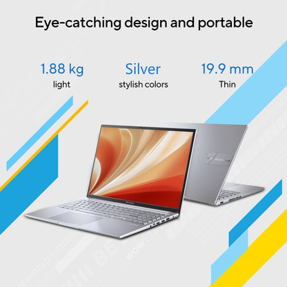 ASUS Vivobook 16 (2023) Core i3 13th Gen - (8 GB/512 GB SSD/Windows 11 Home) X1605VAB-MB322WS लैपटॉप - 16 इंच, पारदर्शी सिल्वर, 1.88 किलोग्राम, MS ऑफिस के साथ