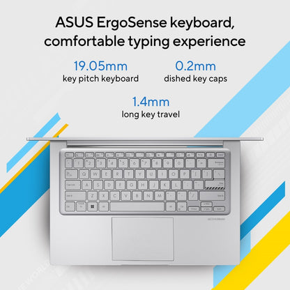 Asus Vivobook 14 (2023) Core i5 13वीं जेनरेशन - (8GB/512GB SSD/Windows 11 Home) X1404VA-NK522WS पतला और हल्का लैपटॉप - 14 इंच, ट्रांसपेरेंट सिल्वर, 1.40 Kg, MS Office के साथ