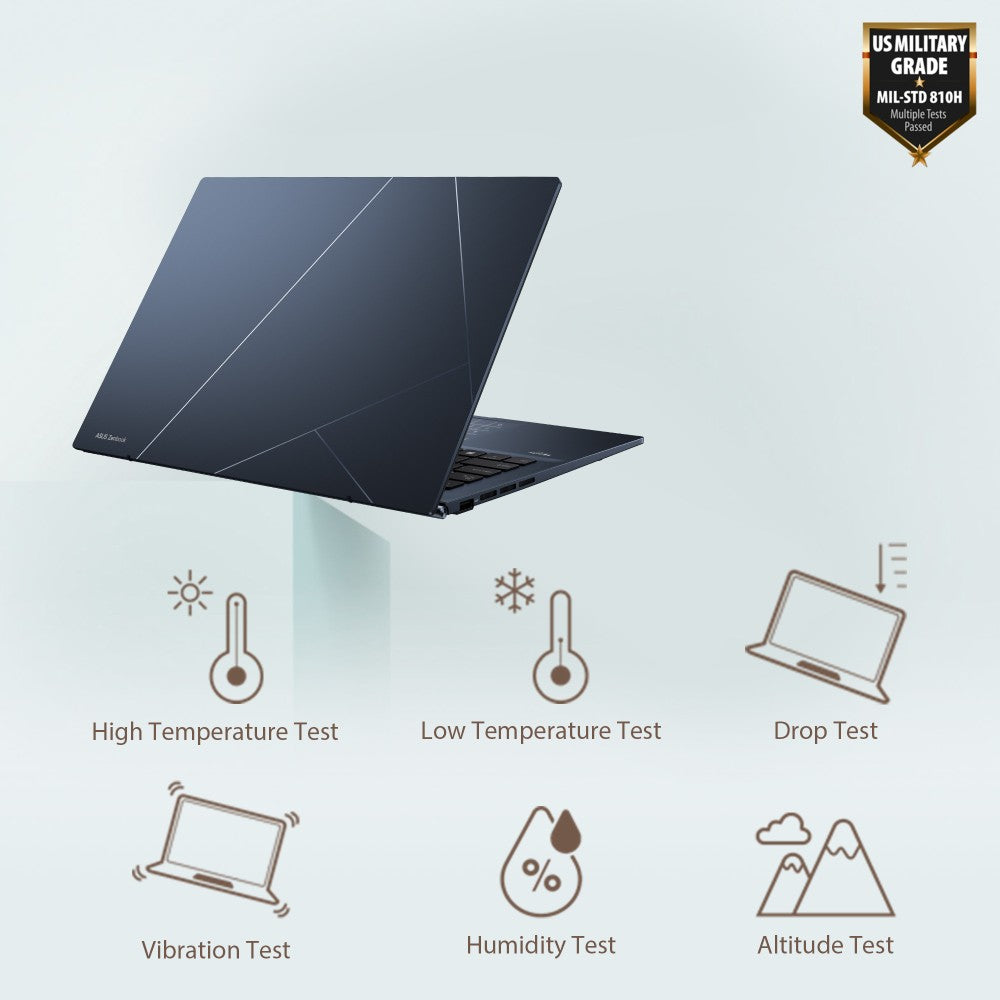 Asus Zenbook 14 OLED (2023) Intel EVO P-सीरीज़ Core i5 13th Gen - (16GB/512GB SSD/Windows 11 Home) UX3402VA-KM541WS पतला और हल्का लैपटॉप - 14 इंच, पोंडर ब्लू, 1.39 kg, MS Office के साथ