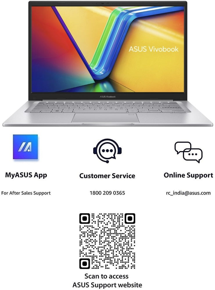 ASUS Vivobook 14 (2023) Core i3 13th Gen - (8 GB/512 GB SSD/Windows 11 Home) X1404VA-NK322WS Thin and Light Laptop - 14 Inch, Transparent Silver, 1.40 kg, With MS Office