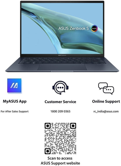 ASUS Zenbook S 13 OLED (2023) 1 cm Thin & 1 kg Light, Intel EVO Core i5 13th Gen - (16 GB/512 GB SSD/Windows 11 Home) UX5304VA-NQ541WS Thin and Light Laptop - 13.3 Inch, Ponder Blue, 1.00 kg, With MS Office