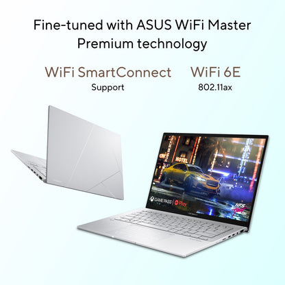 Asus Zenbook 14 OLED (2023) Intel EVO P-सीरीज़ Core i7 13th Gen - (16GB/512GB SSD/Windows 11 Home) UX3402VA-KM742WS पतला और हल्का लैपटॉप - 14 इंच, फॉगी सिल्वर, 1.39 kg, MS Office के साथ