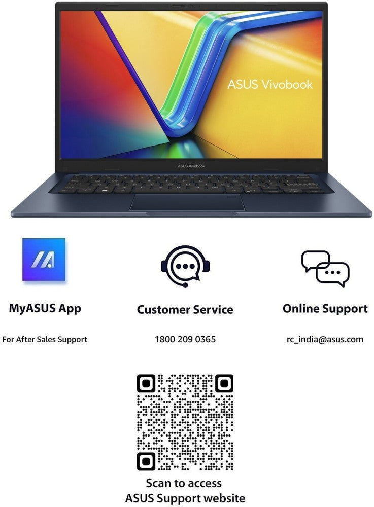 ASUS Vivobook 14 (2023) Core i3 13th Gen - (8 GB/512 GB SSD/Windows 11 Home) X1404VA-NK321WS Thin and Light Laptop - 14 Inch, Quiet Blue, 1.40 kg, With MS Office