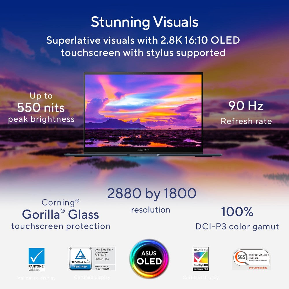 Asus Zenbook 14 Flip OLED (2023) Intel EVO P-Series Core i7 13th Gen - (16GB/512GB SSD/Windows 11 Home) UP3404VA-KN742WS 2 in 1 लैपटॉप - 14 इंच, पोंडर ब्लू, 1.50 kg, MS Office के साथ