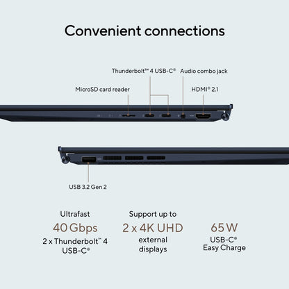 Asus Zenbook 14 OLED (2023) Intel EVO P-सीरीज़ Core i5 13th Gen - (16GB/512GB SSD/Windows 11 Home) UX3402VA-KM541WS पतला और हल्का लैपटॉप - 14 इंच, पोंडर ब्लू, 1.39 kg, MS Office के साथ