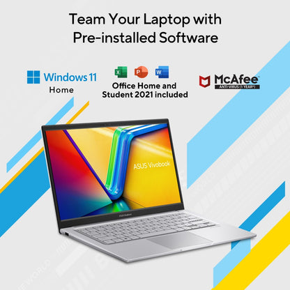 Asus Vivobook 14 (2023) Core i5 13वीं जेनरेशन - (8GB/512GB SSD/Windows 11 Home) X1404VA-NK522WS पतला और हल्का लैपटॉप - 14 इंच, ट्रांसपेरेंट सिल्वर, 1.40 Kg, MS Office के साथ