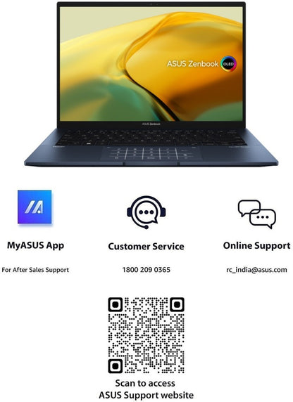 Asus Zenbook 14 OLED (2023) Intel EVO P-सीरीज़ Core i5 13th Gen - (16GB/512GB SSD/Windows 11 Home) UX3402VA-KM541WS पतला और हल्का लैपटॉप - 14 इंच, पोंडर ब्लू, 1.39 kg, MS Office के साथ