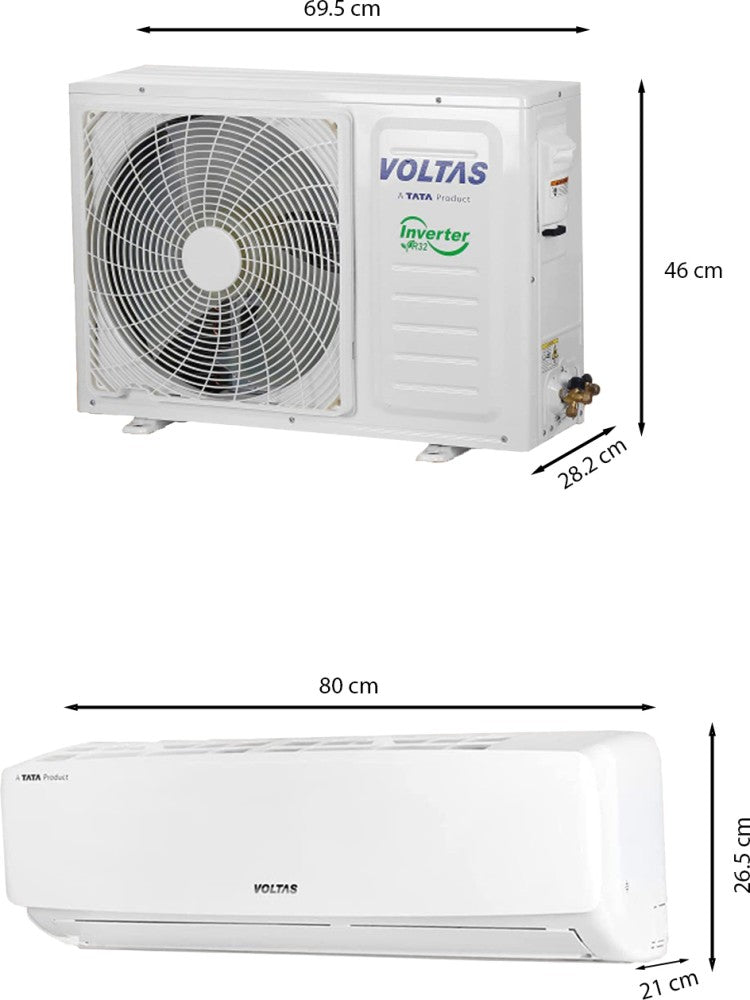 वोल्टास 1 टन 3 स्टार स्प्लिट इन्वर्टर एसी - सफेद - 123V वेक्ट्रा एलिगेंट (4503516), कॉपर कंडेनसर