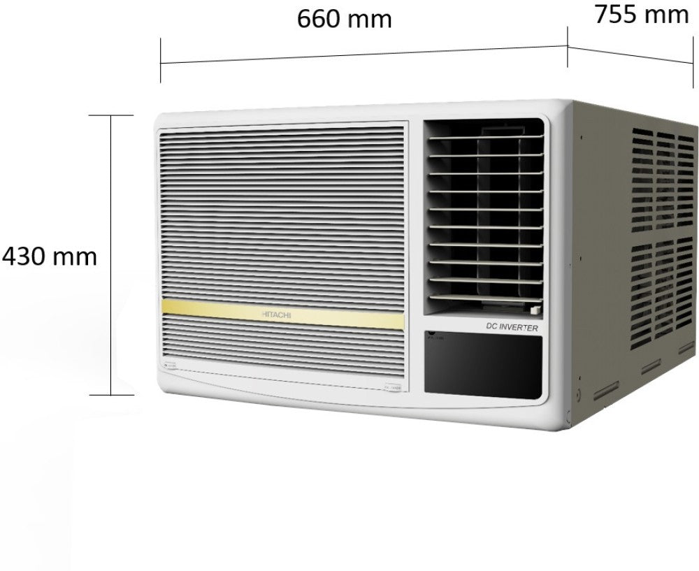 Hitachi 1.5 Ton 5 Star Window Inverter AC  - White - RAW518HGEOZ1, Copper Condenser