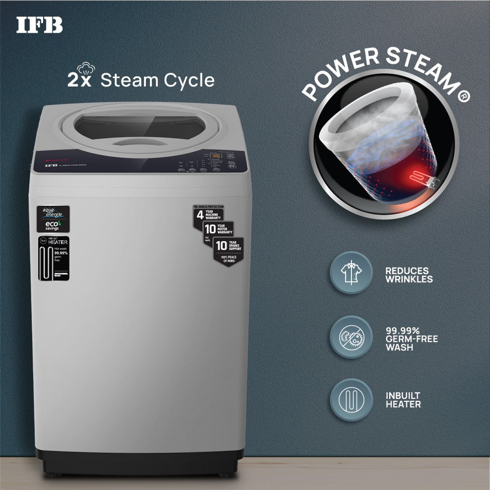 IFB 7 kg Fully Automatic Top Load Washing Machine with In-built Heater Black, Grey - TL - REGS 7 Kg Aqua