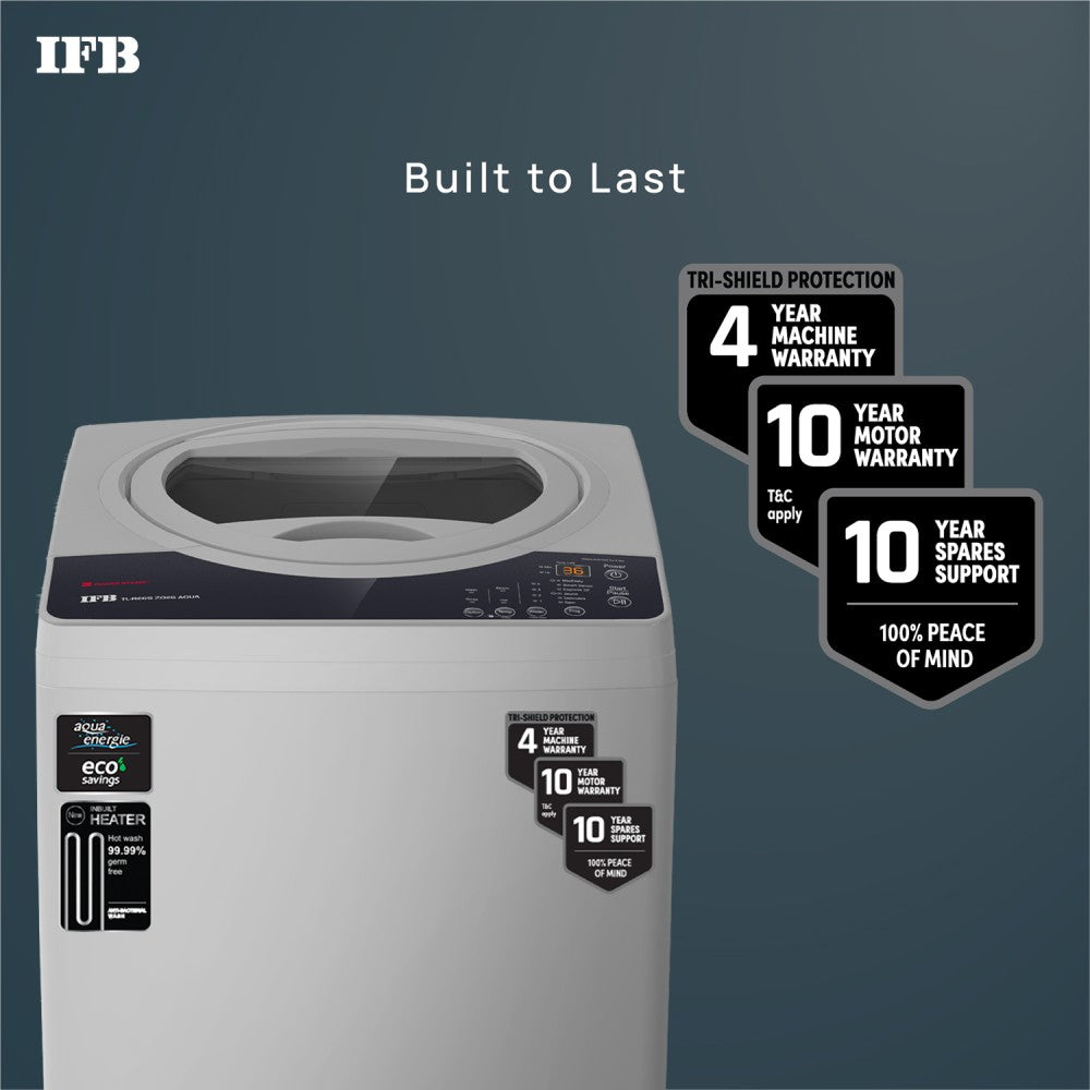 IFB 7 kg Fully Automatic Top Load Washing Machine with In-built Heater Black, Grey - TL - REGS 7 Kg Aqua