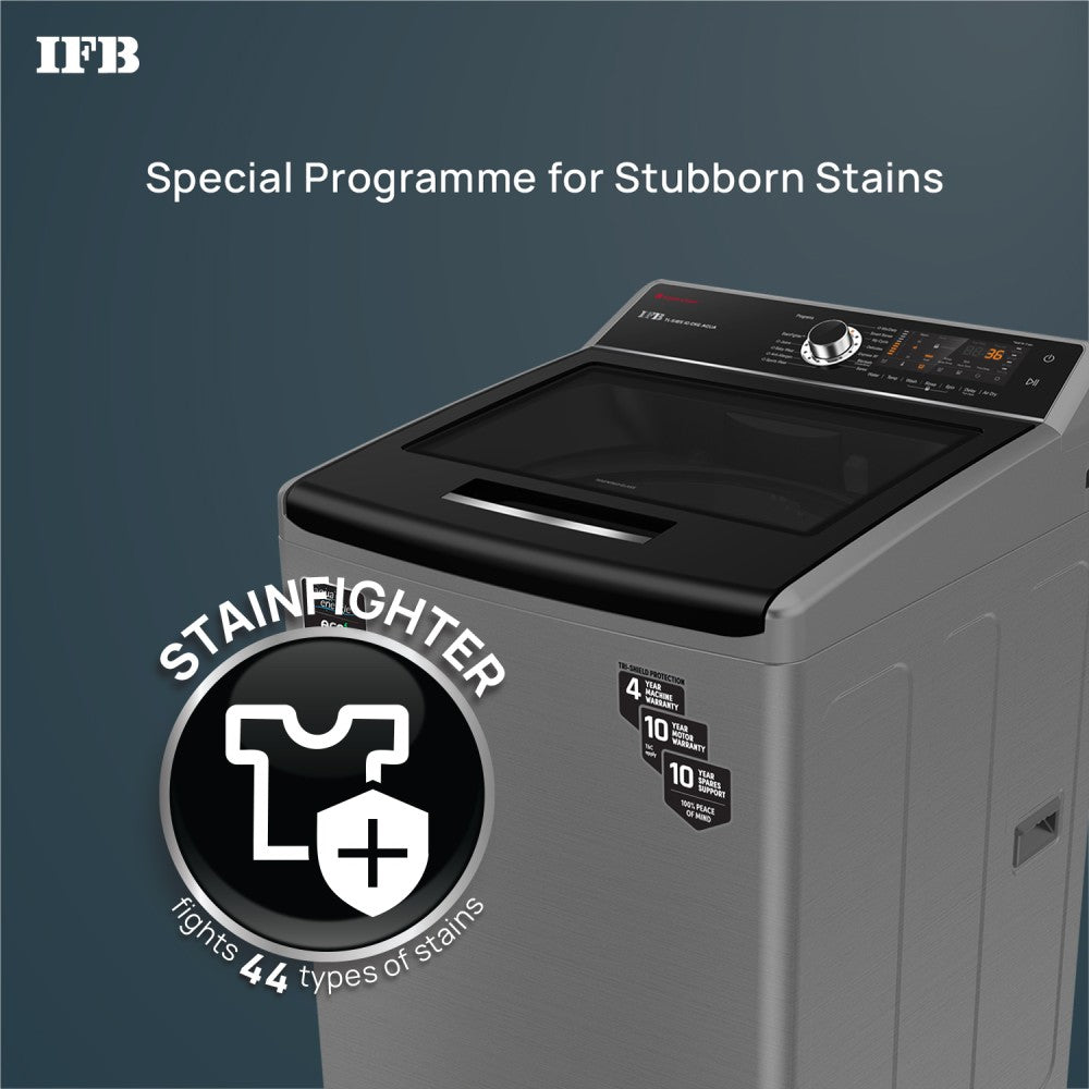 IFB 10 kg Power Dual Steam, Inbuilt Heater 4 years Comprehensive Warranty Fully Automatic Top Load Washing Machine with In-built Heater Grey - TL-SIBS 10.0KG AQUA