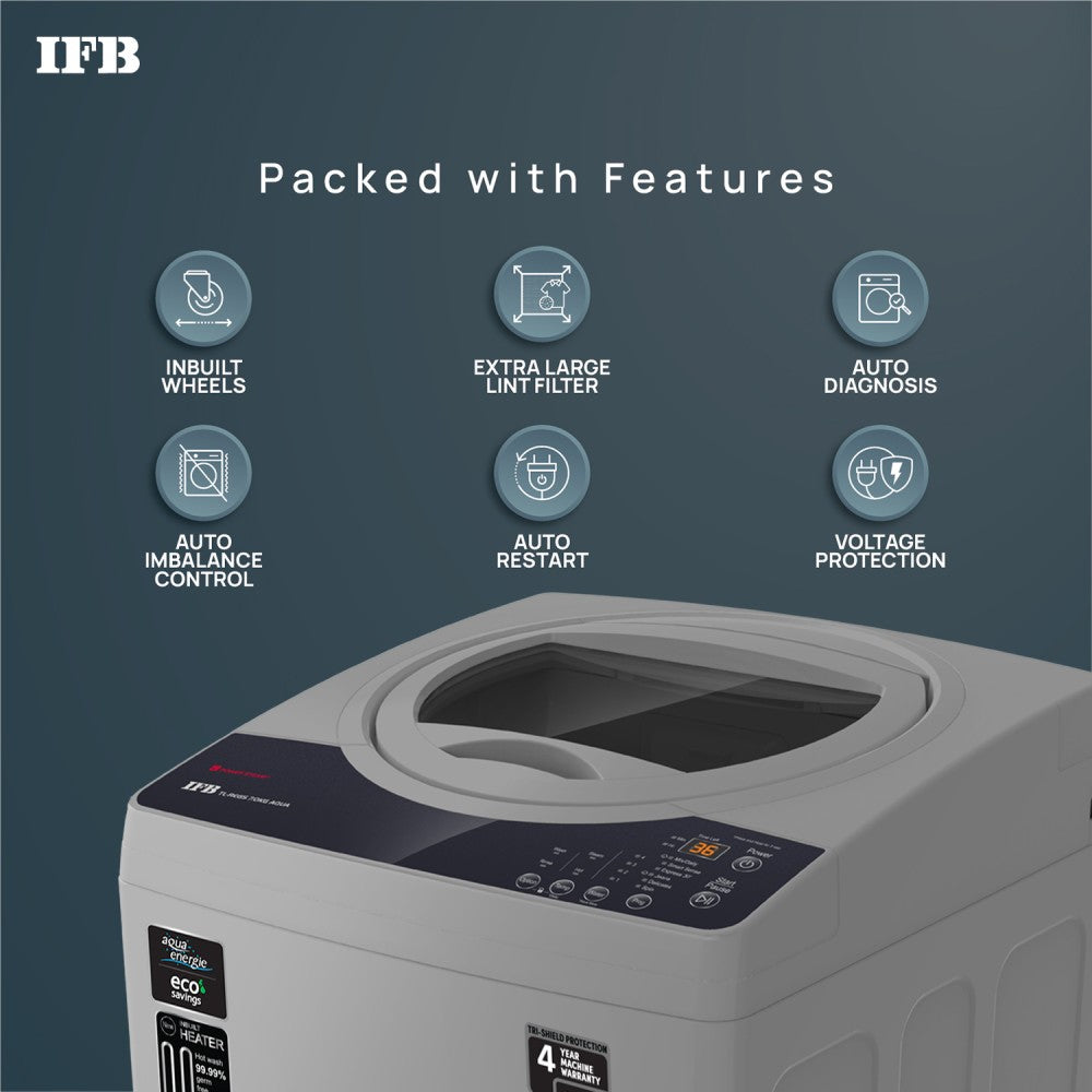 IFB 7 kg Fully Automatic Top Load Washing Machine with In-built Heater Black, Grey - TL - REGS 7 Kg Aqua