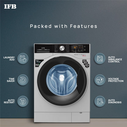 IFB 8 kg Steam Wash 4 years Comprehensive Warranty Fully Automatic Front Load Washing Machine with In-built Heater Silver - SENATOR SXS 8012