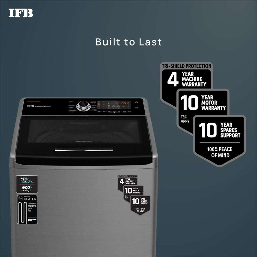 IFB 10 kg Power Dual Steam, Inbuilt Heater 4 years Comprehensive Warranty Fully Automatic Top Load Washing Machine with In-built Heater Grey - TL-SIBS 10.0KG AQUA