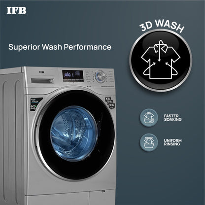 IFB 8 kg with Steam Wash, Aqua Energie, Anti-Allergen 4 years Comprehensive Warranty Fully Automatic Front Load Washing Machine Grey - senator WSS steam