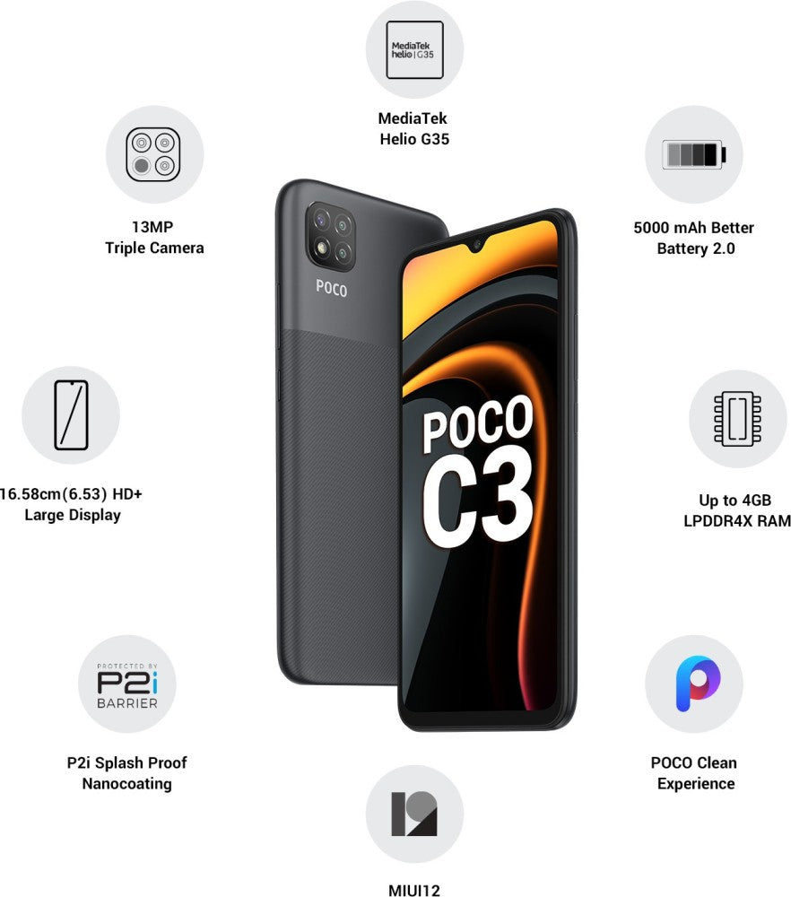 POCO C3 (Matte Black, 32 GB) - 3 GB RAM