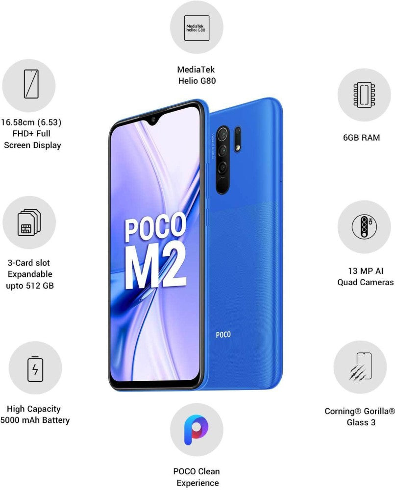 POCO M2 (Slate Blue, 128 GB) - 6 GB RAM