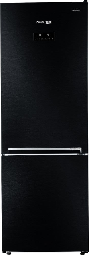 Voltas Beko 340 L Frost Free Double Door Bottom Mount 2 Star Refrigerator - Wooden Black, RBM365DXBCF