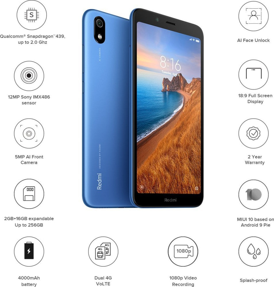 Redmi 7A (Matte Blue, 16 GB) - 2 GB RAM