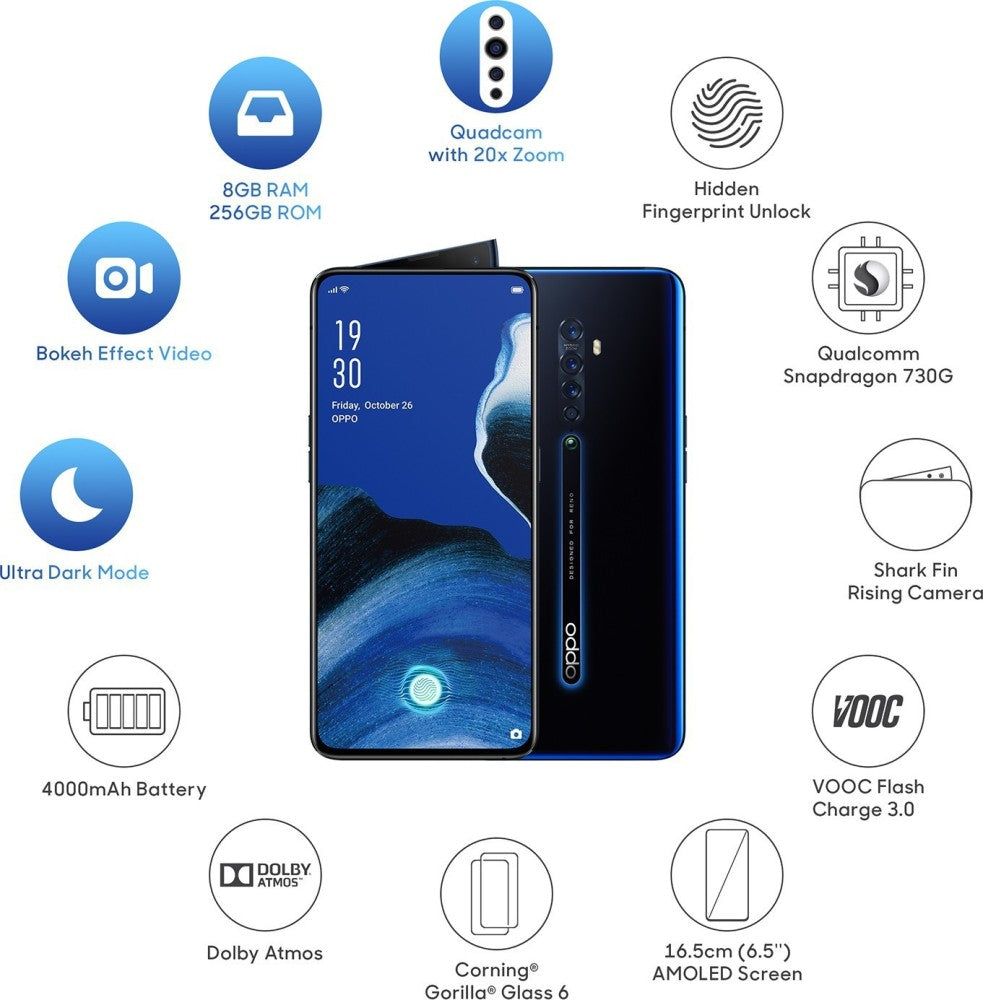 OPPO Reno2 (Luminous Black, 256 GB) - 8 GB RAM