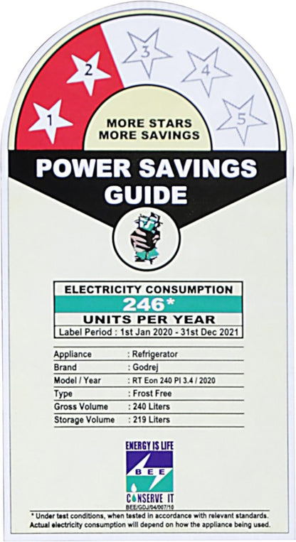 गोदरेज 236 एल फ्रॉस्ट फ्री डबल डोर 2 स्टार रेफ्रिजरेटर - स्कारलेट ड्रेमिन, आरएफ इयॉन 236बी 25 एचआई एससी डॉ