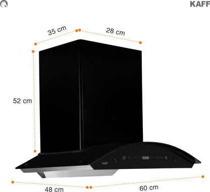 Kaff RIO LX BF DHC 60 ऑटो क्लीन वॉल माउंटेड चिमनी - ब्लैक 1250 CMH