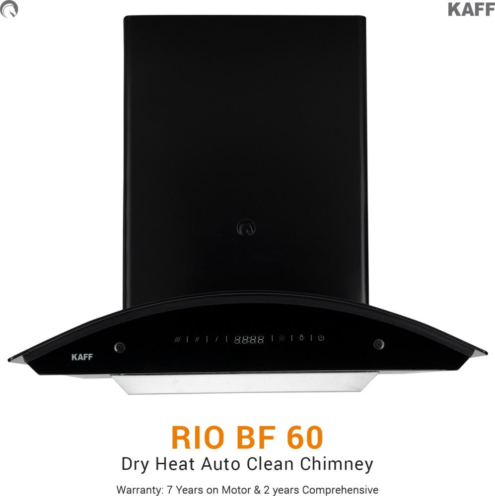 Kaff RIO LX BF DHC 60 ऑटो क्लीन वॉल माउंटेड चिमनी - ब्लैक 1250 CMH