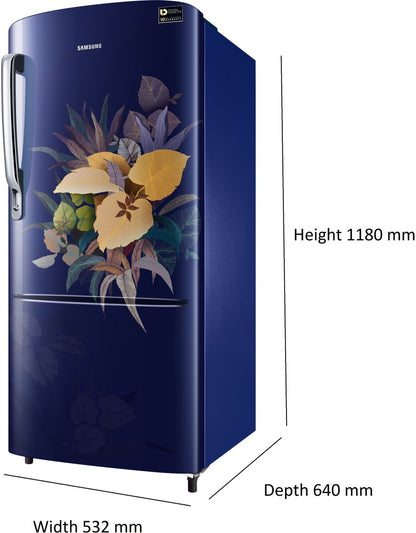 SAMSUNG 183 L Direct Cool Single Door 3 Star Refrigerator - Urban Blue, RR20C1723VB/HL