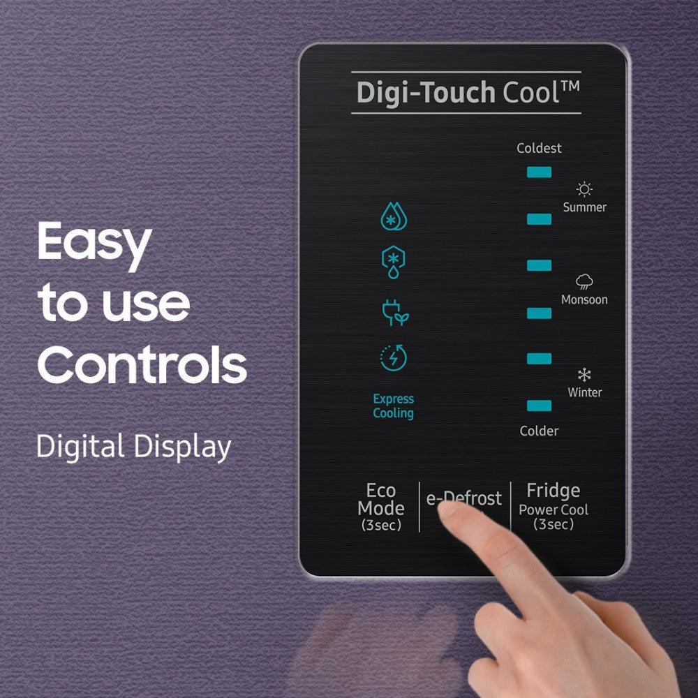 सैमसंग 198 L डायरेक्ट कूल सिंगल डोर 3 स्टार रेफ्रिजरेटर डिजी टच कूल के साथ - पेबल ब्लू, RR21A2C2YUT/HL