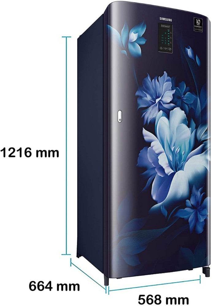 SAMSUNG 192 L Direct Cool Single Door 4 Star Refrigerator  with Digi Touch Cool, Curd Maestro - MIDNIGHT BLOSSOM BLUE, RR21A2M2XUZ/HL