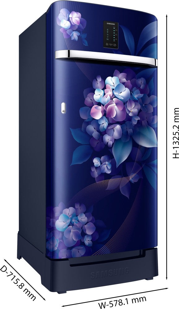 SAMSUNG 189 L Frost Free Single Door 4 Star Refrigerator - Hydrangea Blue, RR21C2F24HS/HL