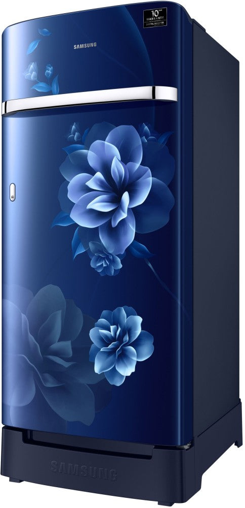 SAMSUNG 198 L Direct Cool Single Door 4 Star Refrigerator with Base Drawer - Camellia Blue, RR21T2H2XCU/HL