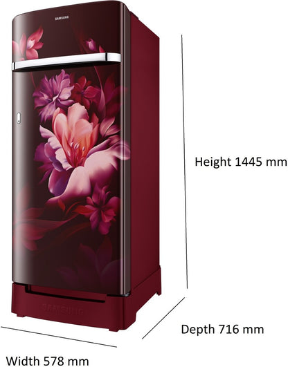 SAMSUNG 215 L Direct Cool Single Door 5 Star Refrigerator - Midnight Blossom Red, RR23C2H35RZ/HL
