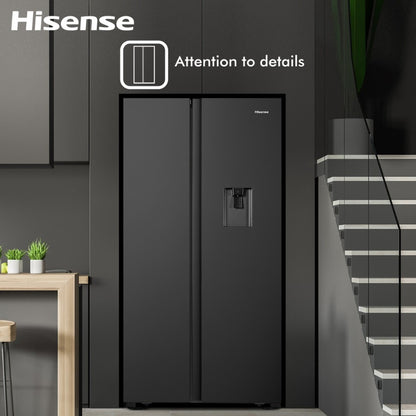 Hisense 564 L फ्रॉस्ट फ्री साइड बाय साइड इन्वर्टर टेक्नोलॉजी स्टार रेफ्रिजरेटर - ब्लैक, RS564N4SBNW