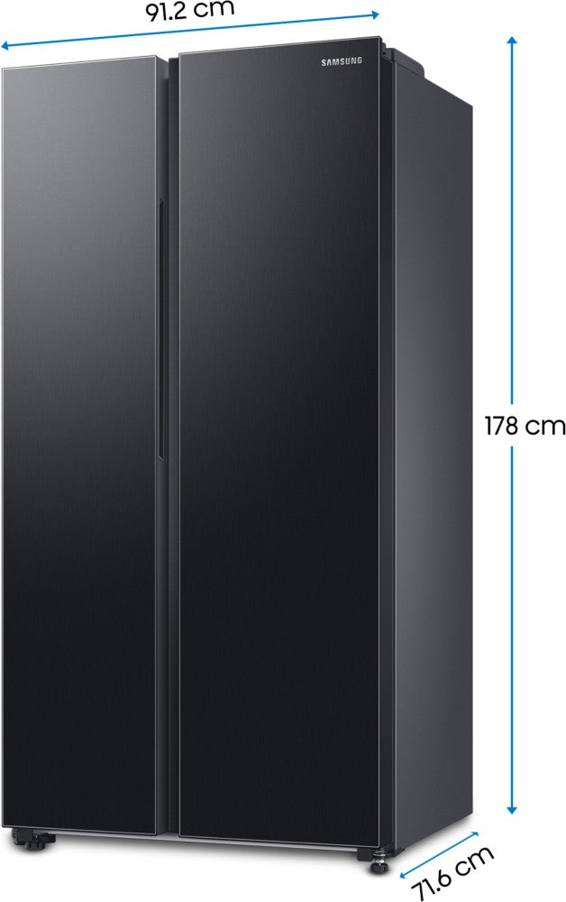 SAMSUNG 644 L Frost Free Side by Side 3 Star Refrigerator - Black DOI, RS76CG8133B1HL