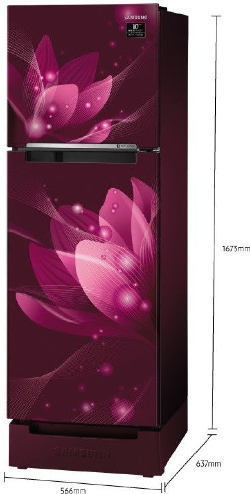 SAMSUNG 253 L Frost Free Double Door 2 Star Refrigerator - Saffron red, RT28A3122R8/HL