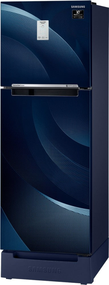 SAMSUNG 244 L Frost Free Double Door 3 Star Refrigerator - Rythmic Twirl Blue, RT28A3C234U/HL