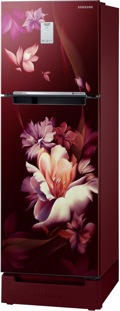 SAMSUNG 236 L Frost Free Double Door 2 Star Refrigerator with Base Drawer - Midnight Blossom Red, RT28C3C32RZ/HL