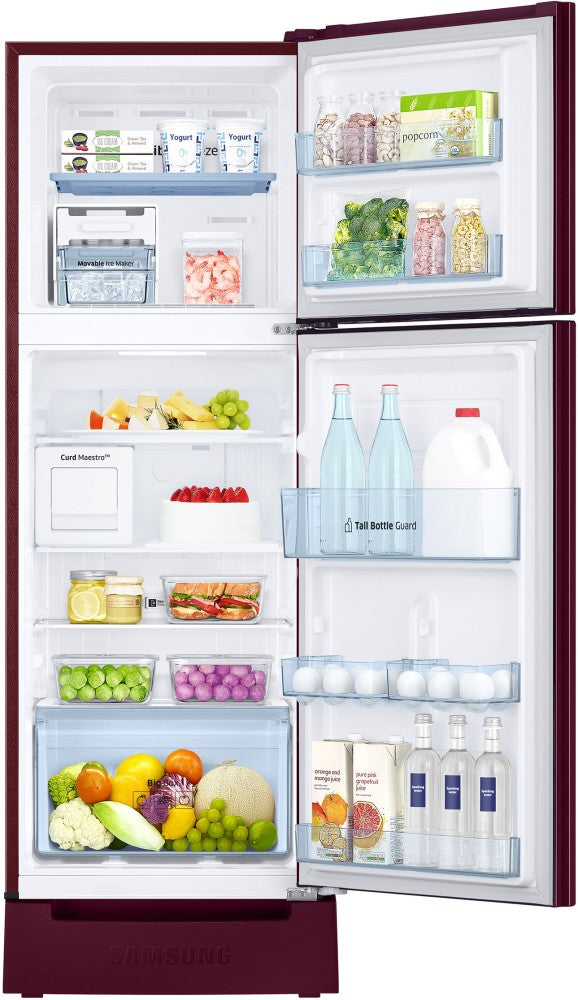 SAMSUNG 236 L Frost Free Double Door 2 Star Refrigerator with Base Drawer - Midnight Blossom Red, RT28C3C32RZ/HL