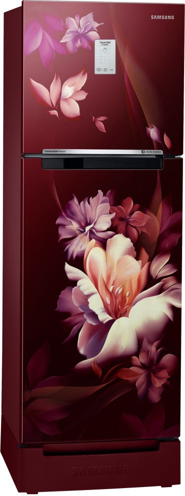 SAMSUNG 236 L Frost Free Double Door 2 Star Refrigerator with Base Drawer - Midnight Blossom Red, RT28C3C32RZ/HL